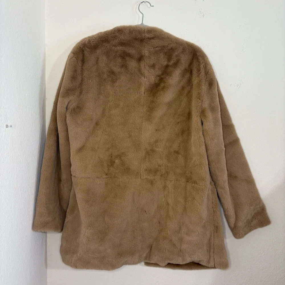 French Connection Camel Buona Faux Fur Coat Jacket NWT - Picture 8 of 11